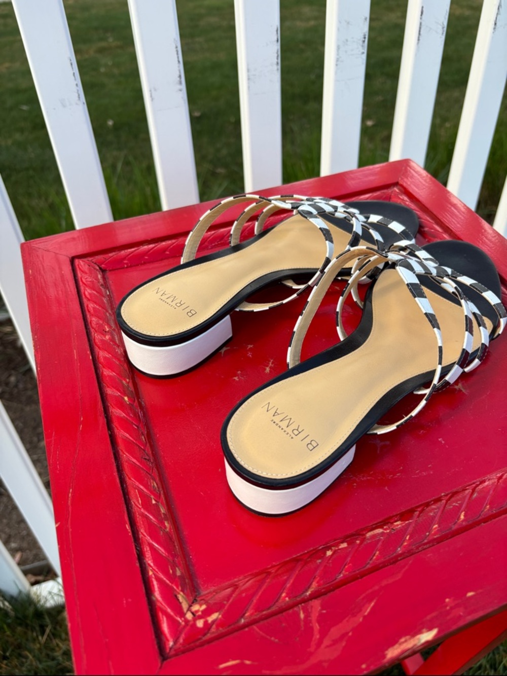 Alexandre Birman Black & White Sandals Size 7 - Picture 4 of 7